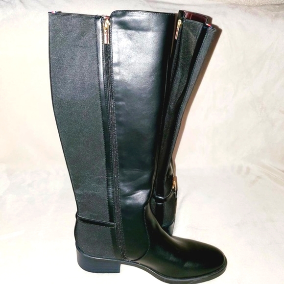 LNew-Tommy Hilfiger Black Imizza Pleather Knee-High Sturdy Boots. Unisex. Gift - Picture 4 of 8